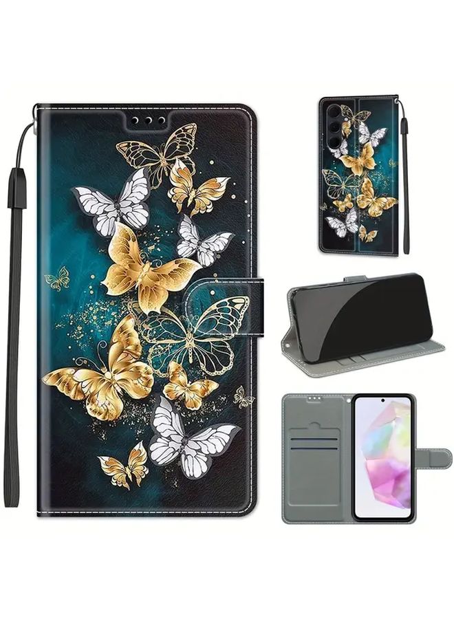 Galaxy A36 Mixed Color 2 Flip Wallet Phone Case with Card Slot and Stand - Image 1